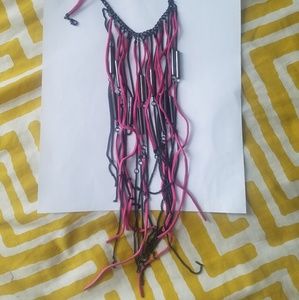 Felt and Metal Pink and Silver Necklace